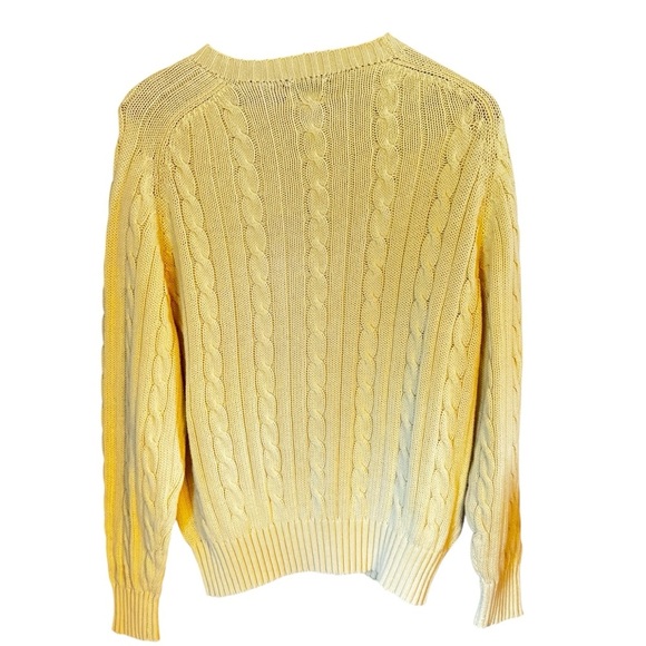 John Horan Vintage Men’s Butter Yellow Cable Knit 100% Cotton Sweater Sz XL - Picture 2 of 7